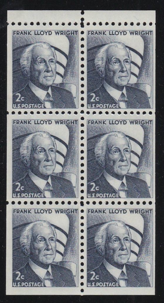 # 1280c (1971) Wright, DG, No Hole - Bklt pane, VF MNH [5]