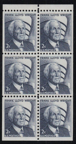 # 1280c (1971) Wright, DG, No Hole - Bklt pane, XF MNH