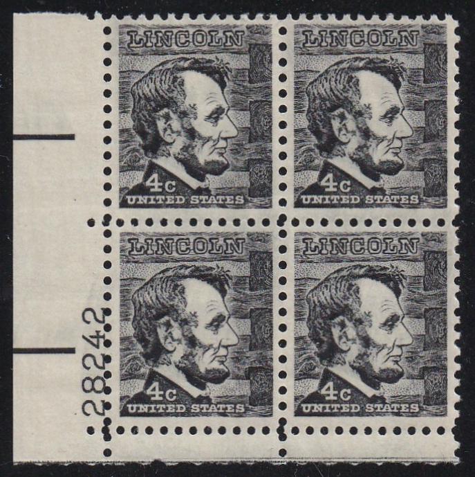 # 1282 (1965) Lincoln, Not tagged - PB, LL #28242, MNH