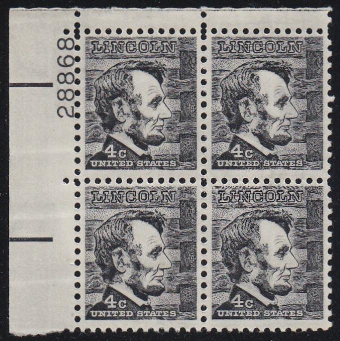 # 1282a (1965) Lincoln, Tagged - PB, UL #28868, MNH