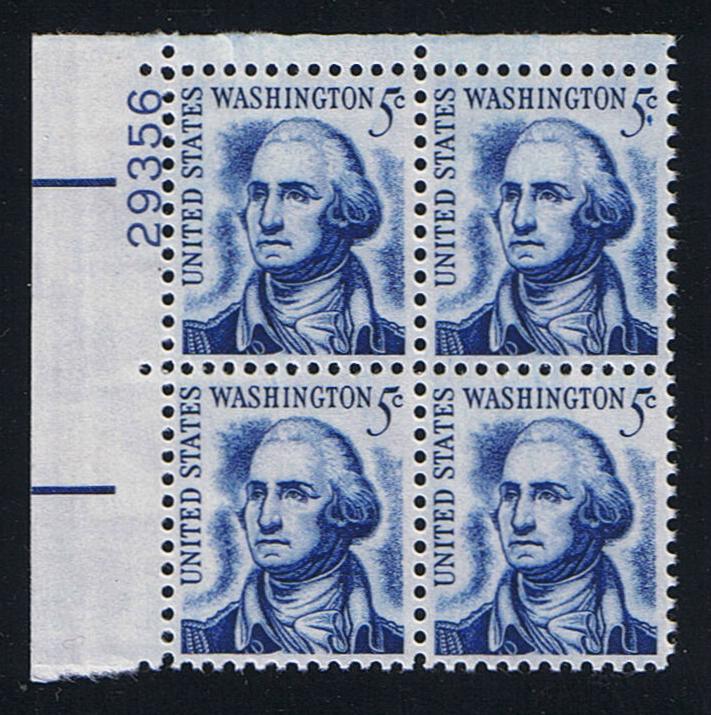 # 1283B (1967) Washington, Redrawn, SG (brown), Tagged - PB, UL #29356, VF/XF MNH [1]