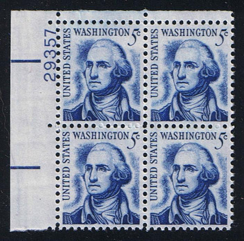 #1283B (1967) Washington, Redrawn, SG (brown), Tagged - PB, UL #29357, VF/XF MNH [1]