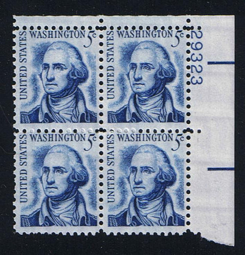 #1283B (1967) Washington, Redrawn, SG (tan), Tagged - PB, UR #29323, MNH