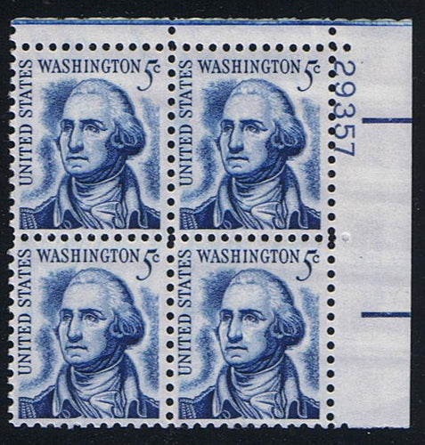 #1283B (1967) Washington, Redrawn, SG (Tan), Tagged - PB, UR #29357, MNH