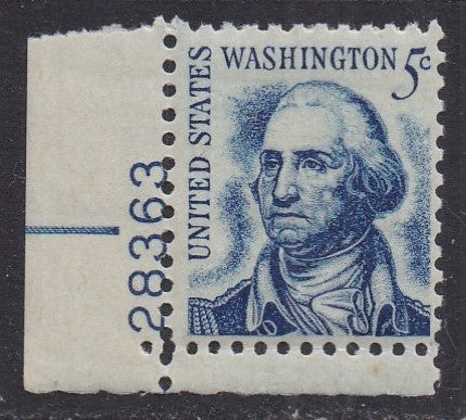 # 1283a (1966) Washington, SG, Tagged - Plt sgl, LL #28363, MNH