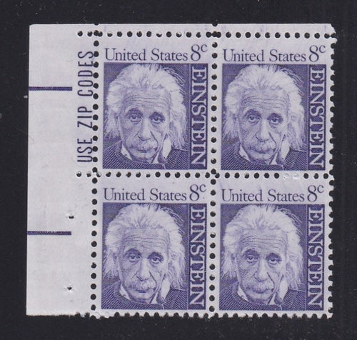 # 1285a (1966) Einstein, Tagged - Zip BK/4, UL, MNH