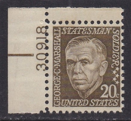 # 1289a (1967) Marshall, deep olive, SG, Tagged - Plt sgl, UL #30918, MNH