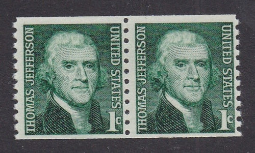 # 1299 (1968) Jefferson - Coil pr, F MNH