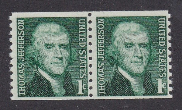 # 1299 (1968) Jefferson - Coil pr, F MNH