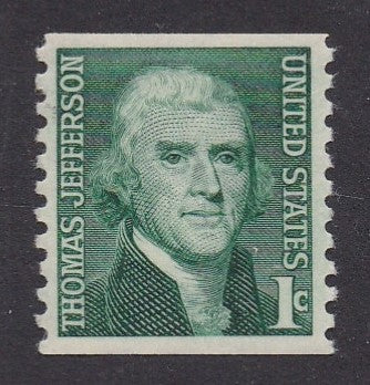 # 1299 (1968) Jefferson - Coil sgl, XF MNH