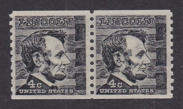 # 1303 (1966) Lincoln - Coil pr, MNH