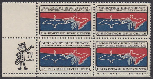 # 1306 (1966) Migratory Birds - Mr. Zip BK/4, LL, MNH