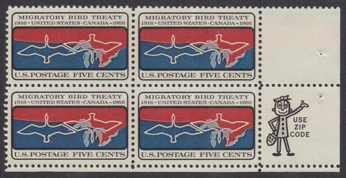 # 1306 (1966) Migratory Birds - Mr. Zip BK/4, LR, MNH