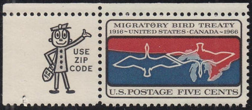 # 1306 (1966) Migratory Birds - Mr. Zip sgl, UL, MNH