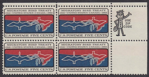 # 1306 (1966) Migratory Birds - Mr. Zip BK/4, UR, MNH
