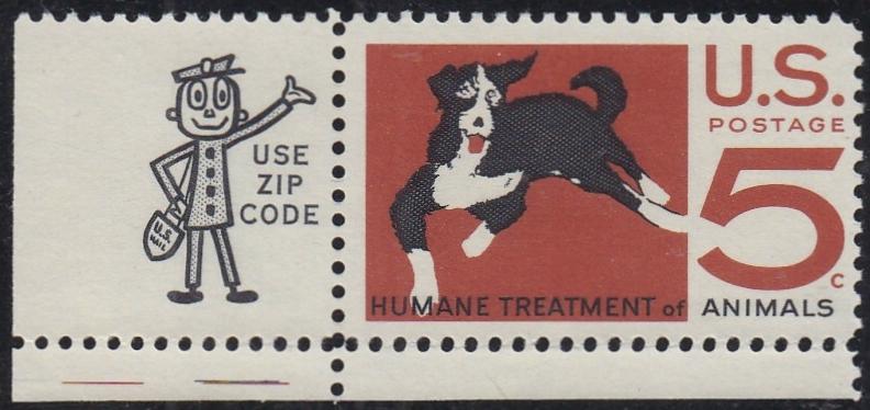 # 1307 (1966) Dog - Mr. Zip sgl, LL, MNH