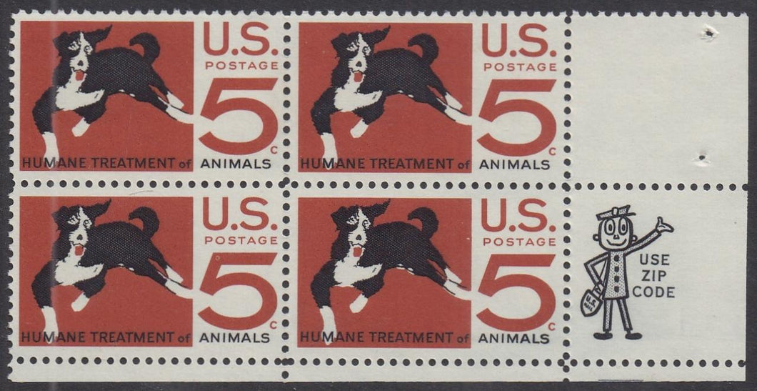 # 1307 (1966) Dog - Mr. Zip BK/4, LR, MNH