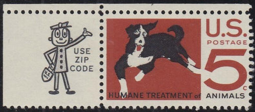 # 1307 (1966) Dog - Mr. Zip sgl, UL, MNH