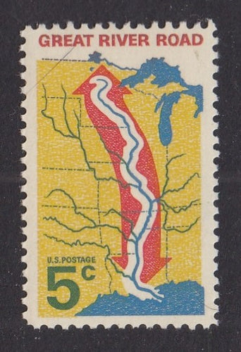 # 1319a (1966) Great River Road, Tagged - Sgl, MNH