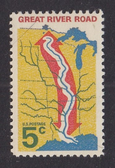 # 1319a (1966) Great River Road, Tagged - Sgl, MNH