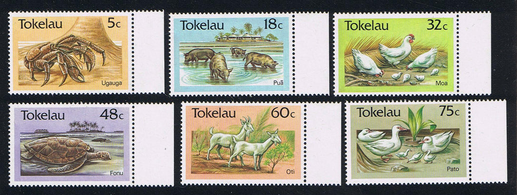 Tokelau # 132-137 (1986) Fauna - Sgls, Set/6 MNH