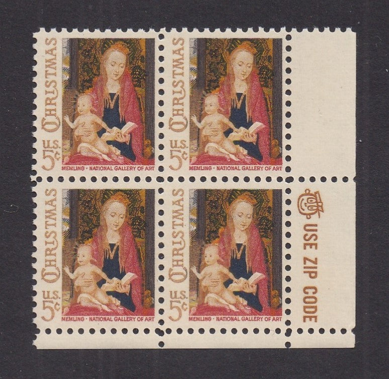 # 1321a (1966) Madonna & Child, Tagged - Mr. Zip, BK/4, LR, MNH