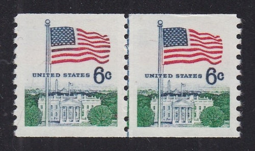 # 1338A (1969) Flag over White House, Tagged - Coil LP, MNH