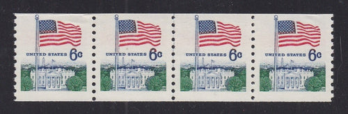 # 1338A (1969) Flag over White House, Tagged - Coil LP, XF MNH