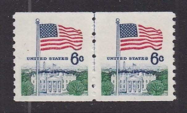 # 1338A (1969) Flag over White House, Tagged - Coil LP, XF MNH