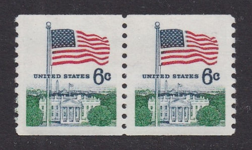 # 1338A (1969) Flag over White House, Tagged - Coil pr, MNH