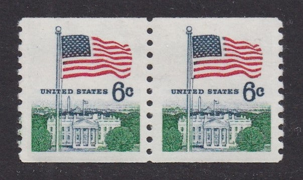 # 1338A (1969) Flag over White House, Tagged - Coil pr, MNH