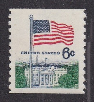 # 1338A (1969) Flag over White House, Tagged - Coil sgl, XF MNH