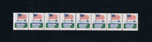 # 1338A (1969) Flag over White House - Coil Line Strip, MNH [1]