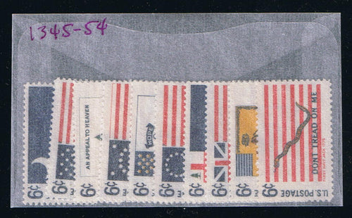 # 1345-54 (1968) Historic Flags - Sgls, Set/10, MNH