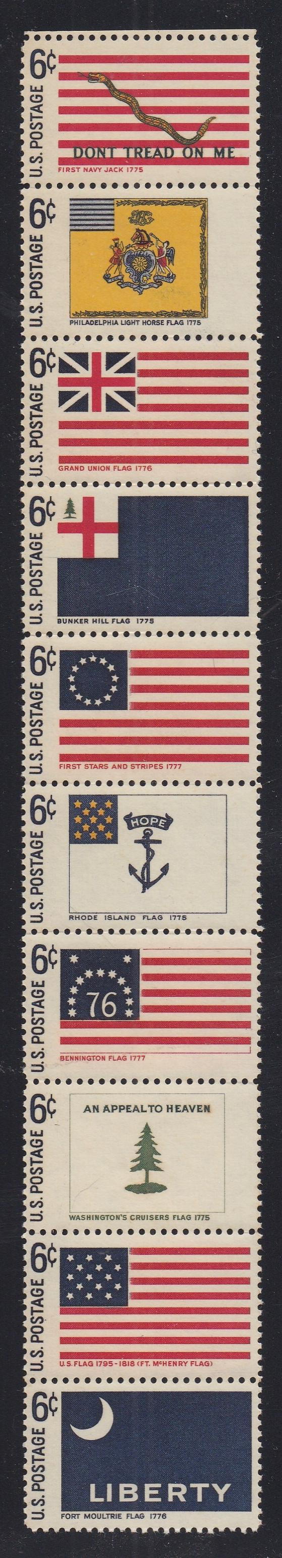 # 1345-54 (1968) Historic Flags - Strip/10, MNH