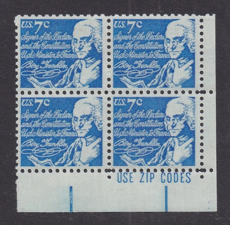 # 1393D (1972) Franklin, SG - PB, Zip BK/4, LR, MNH
