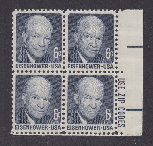 # 1393 (1970) Eisenhower, SG, Tagged - Zip BK/4, LR, MNH