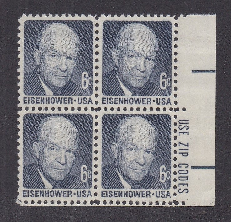 # 1393 (1970) Eisenhower, SG, Tagged - Zip BK/4, LR, MNH