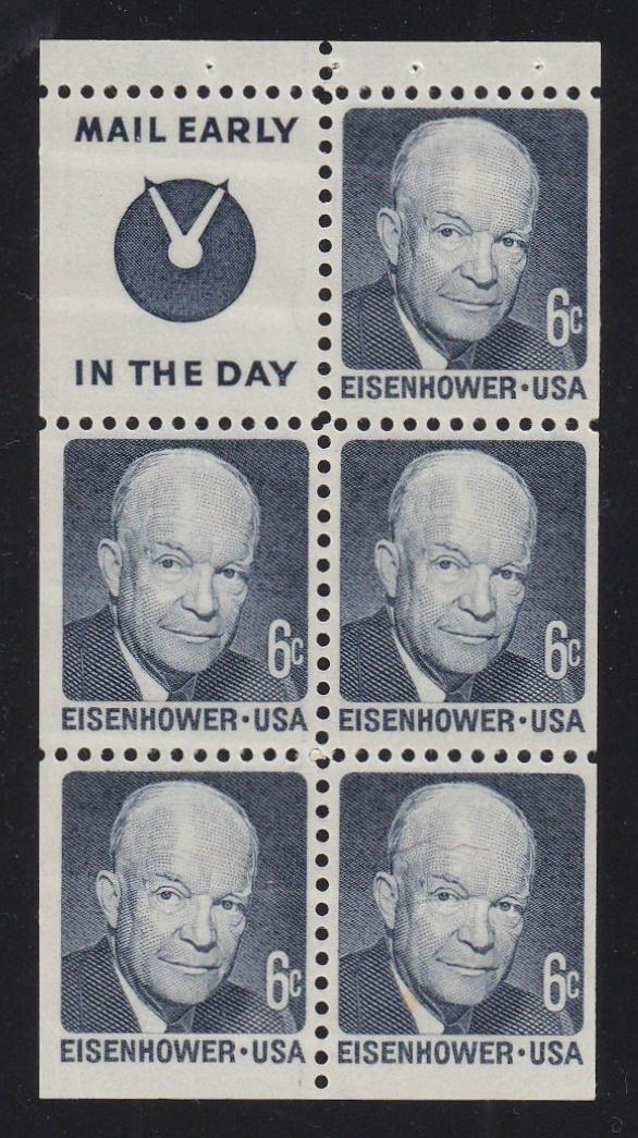 # 1393b (1970) Eisenhower, SG, S4 - Bklt pane, VF MNH [3]