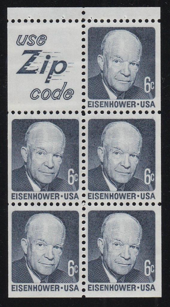 # 1393b (1970) Eisenhower, SG, S5 - Bklt pane, VF MNH [3]