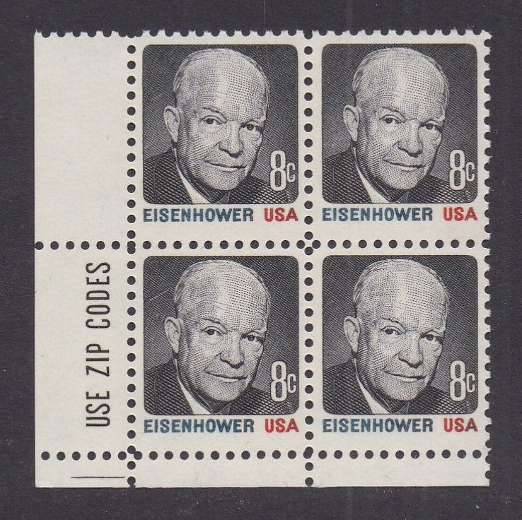 # 1394 (1971) Eisenhower, Tagged - Zip BK/4, LL, MNH