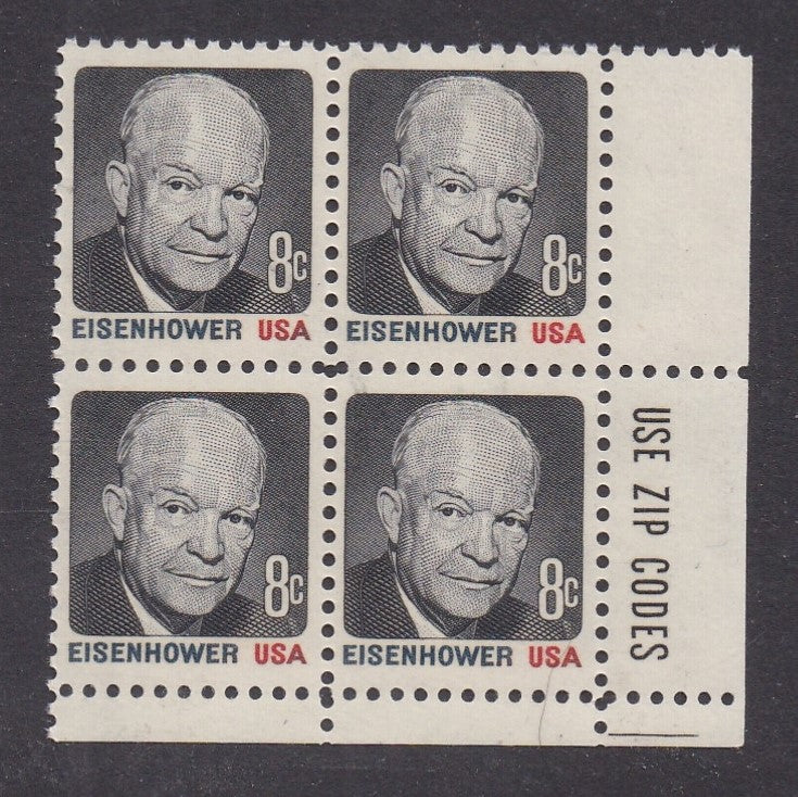 # 1394 (1971) Eisenhower, Tagged - Zip BK/4, LR, MNH