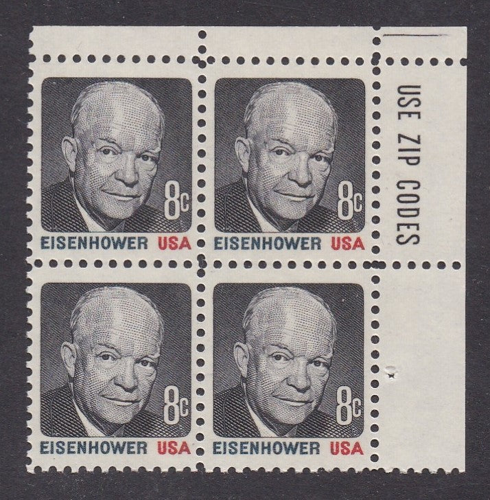 # 1394 (1971) Eisenhower, Tagged - Zip BK/4, UR, MNH