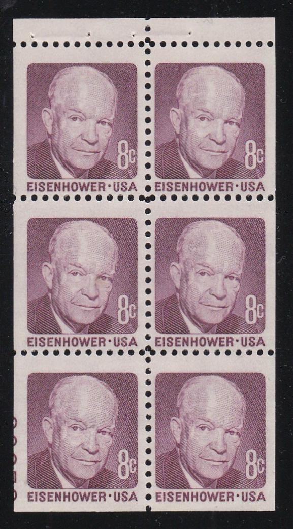 # 1395b (1971) Eisenhower, SG - Bklt pane, 20% LL 32908, VF MNH