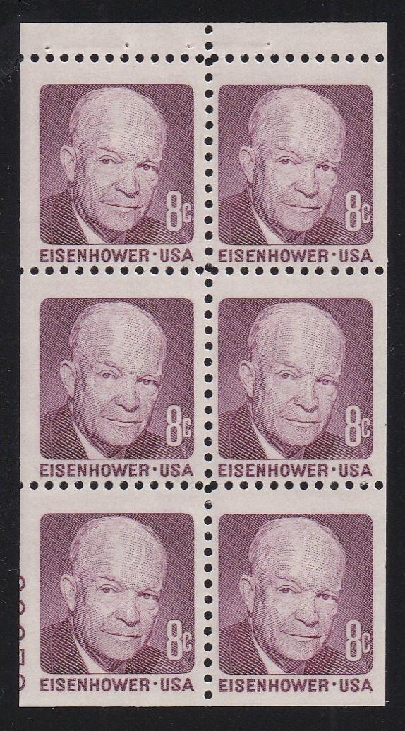 # 1395b (1971) Eisenhower, SG - Bklt pane, 20% LL 32909, VF MNH
