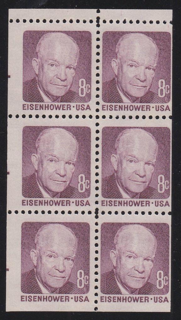 # 1395b (1971) Eisenhower, SG, H EE - Bklt pane, VF MNH