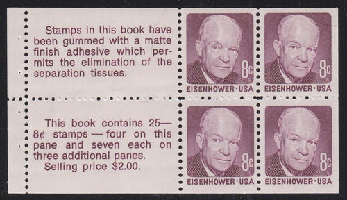 # 1395c (1972) Eisenhower, S6+7, WDG - Bklt pane, VF MNH