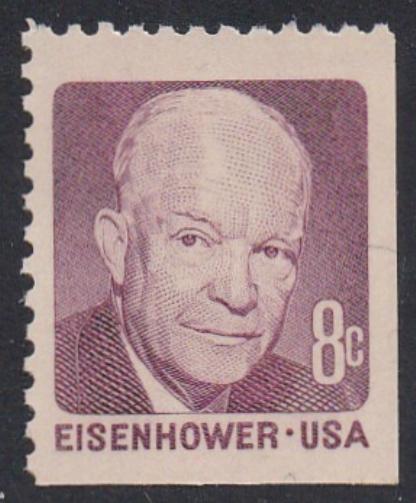# 1395c (1972) Eisenhower, Prominent Americans - Bklt sgl, Yellow Gum, MNH