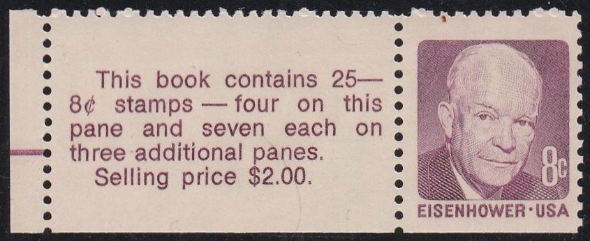 # 1395c (1972) Eisenhower, S7, YDG - Bklt sgl with Label, MNH