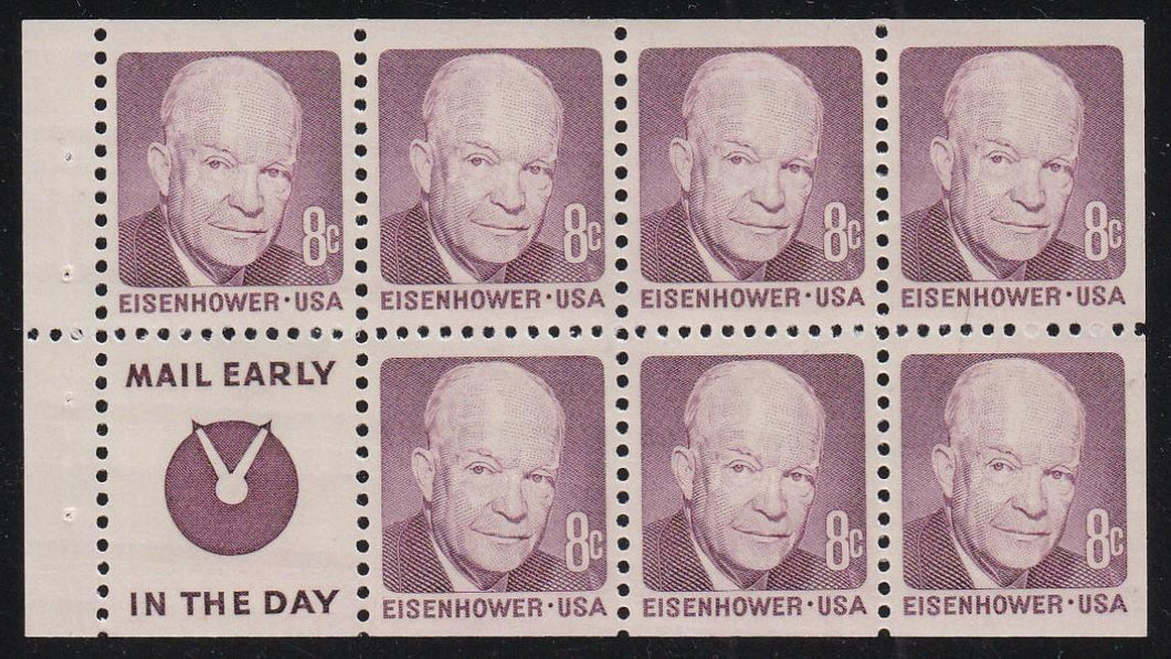 # 1395d (1972) Eisenhower, S4, WDG - Bklt pane, XF MNH